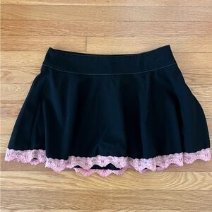 Black Skirt with Pink Lace Trim
